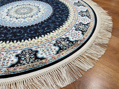 Quality Carpet Bambu Halı Yuvarlak 39867F Navy