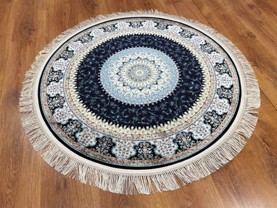 Quality Carpet Bambu Halı Yuvarlak 39867F Navy