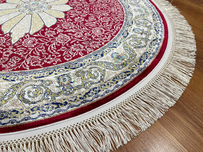 Quality Carpet Bambu Halı Yuvarlak 40014B Red