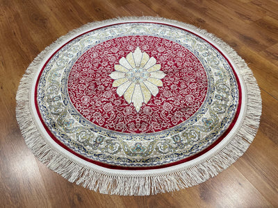 Quality Carpet Bambu Halı Yuvarlak 40014B Red