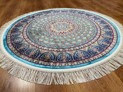 Quality Carpet Bambu Halı Yuvarlak 40445A Türkuaz