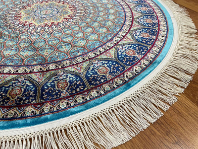 Quality Carpet Bambu Halı Yuvarlak 40445A Türkuaz