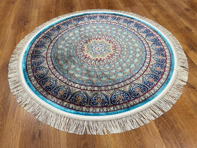 Quality Carpet Bambu Halı Yuvarlak 40445A Türkuaz
