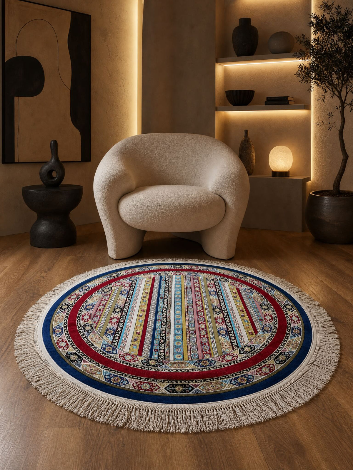 Quality Carpet Bambu Halı Yuvarlak 52327A