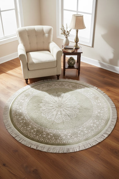 Quality Carpet Bambu Halı Yuvarlak 7544B