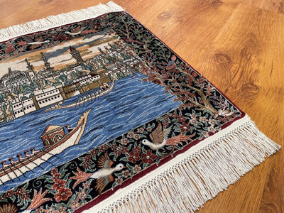 Saltanat Kayığı Desenli Tablo Bambu Halı