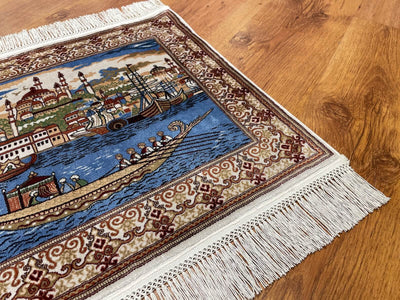 Saltanat Kayığı Desenli Tablo Bambu Halı