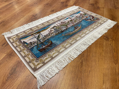 Saltanat Kayığı Desenli Tablo Bambu Halı
