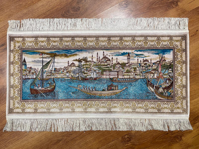 Saltanat Kayığı Desenli Tablo Bambu Halı