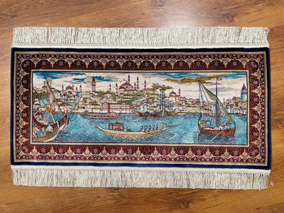 Saltanat Kayığı Desenli Tablo Bambu Halı
