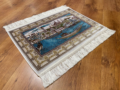 Saltanat Kayığı Desenli Tablo Bambu Halı