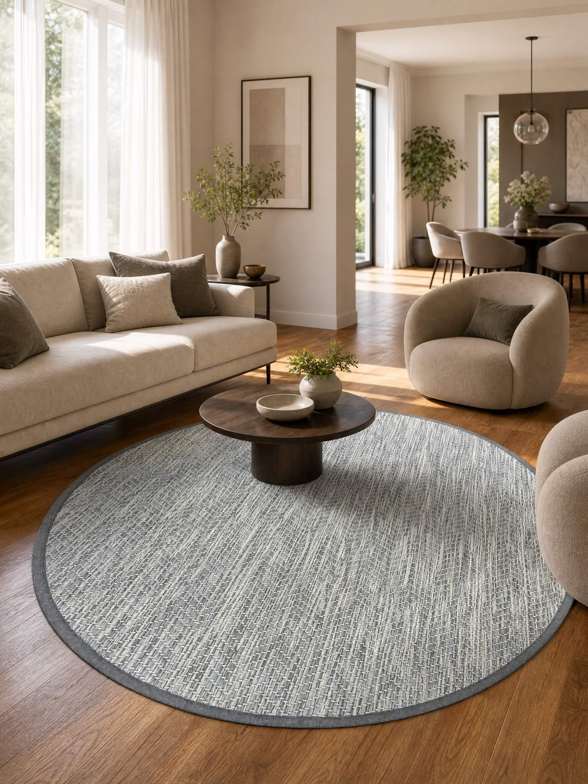 Sisal Halı Yuvarlak Gri 900