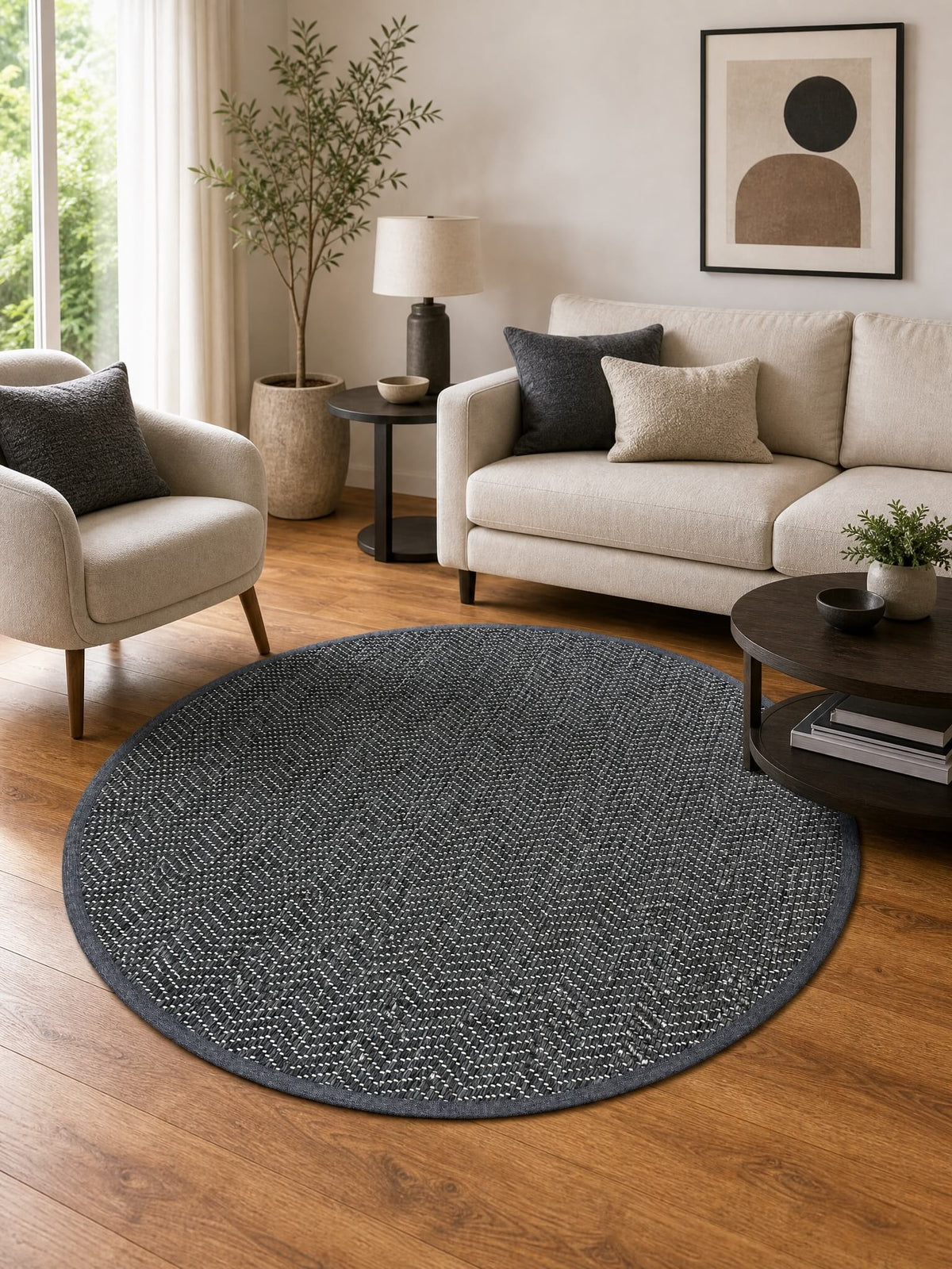 Sisal Halı Yuvarlak Antrasit 991