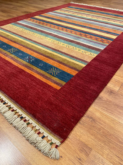 Tribal El Dokuma Kırmızı Yün Halı