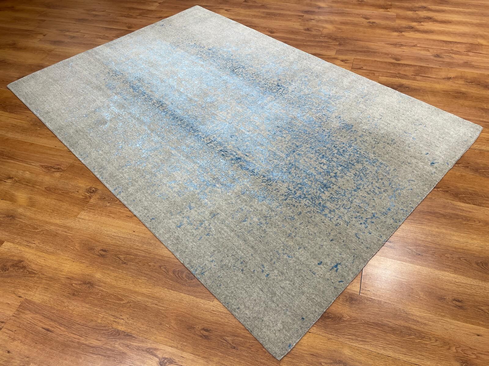 Lori El Dokuma Gri Mavi Yün Halı