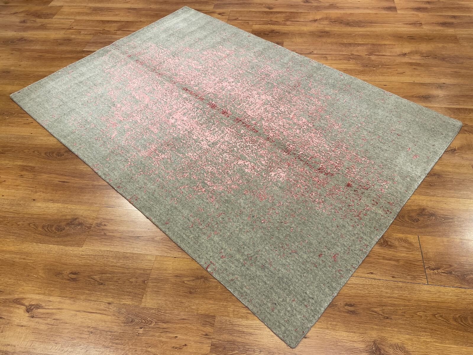 Lori El Dokuma Gri Pembe Yün Halı