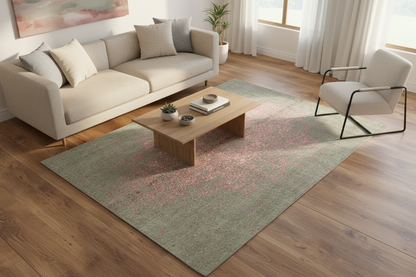 Lori El Dokuma Gri Pembe Yün Halı