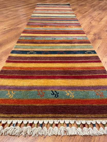 Tribal El Dokuma Rengarenk Yün Halı Yolluk