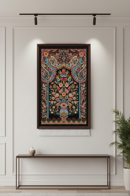 Vazo Desenli Tablo Bambu Halı